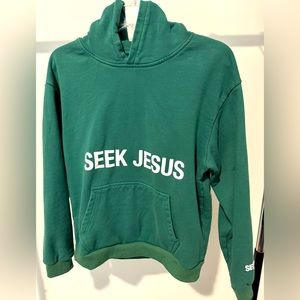 Seek Jesus Pine Green Hoodie Size S